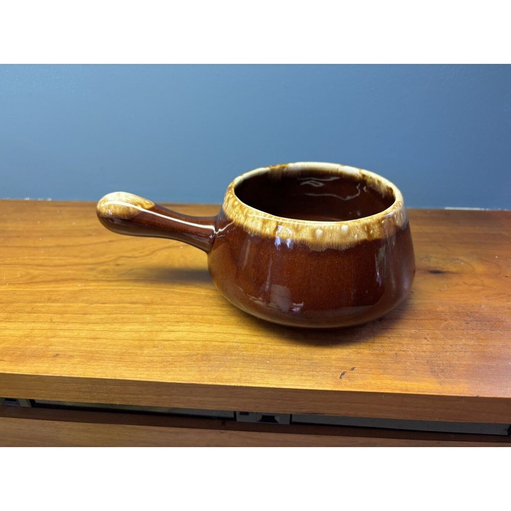 VTG McCoy Brown Drip Solid Handle French Onion Soup Chili Bowl 7054 USA - Picture 4 of 9